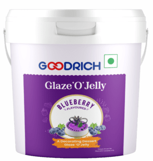 Goodrich Blueberry Glaze Jelly providing a glossy finish and rich blueberry flavor on cakes, enhancing both taste and presentation.