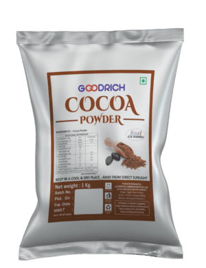 Goodrich Cocoa Powder 1kg Pouch, delivering rich chocolate flavor for professional baking and desserts.