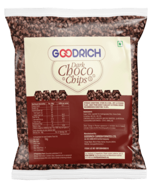 Goodrich Dark Choco Chips, perfect for baking and decorating desserts with rich chocolate flavor.