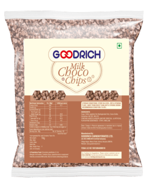 Goodrich Milk Choco Chips, perfect for baking cookies and enhancing desserts with creamy chocolate flavor.