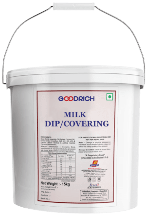 Goodrich Dips/Covering Milk, premium milk chocolate coating for dessert decoration and baking.