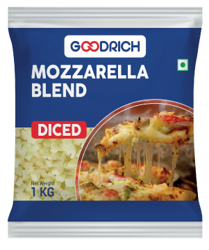 Diced Mozzarella Blend, perfect for melting and adding creamy texture to pizzas, pastas, and baked dishes.