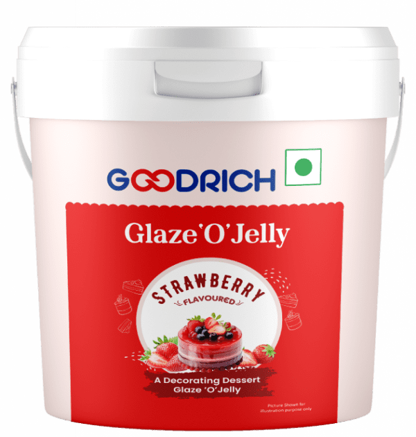 Goodrich Strawberry Glaze 'O' Jelly providing a glossy finish and delightful strawberry flavor on cakes, enhancing both taste and presentation.