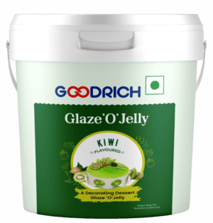 Goodrich Kiwi Glaze 'O' Jelly providing a glossy finish and refreshing kiwi flavor on cakes, enhancing both taste and presentation.