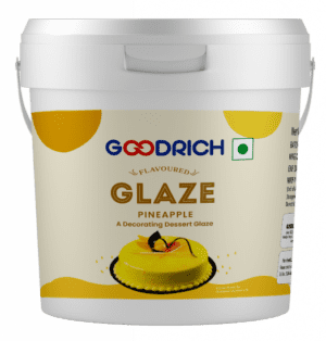 Goodrich Pineapple Flavoured Glaze adding a glossy finish and tropical pineapple flavor to cakes, pastries, and desserts, enhancing both taste and presentation.