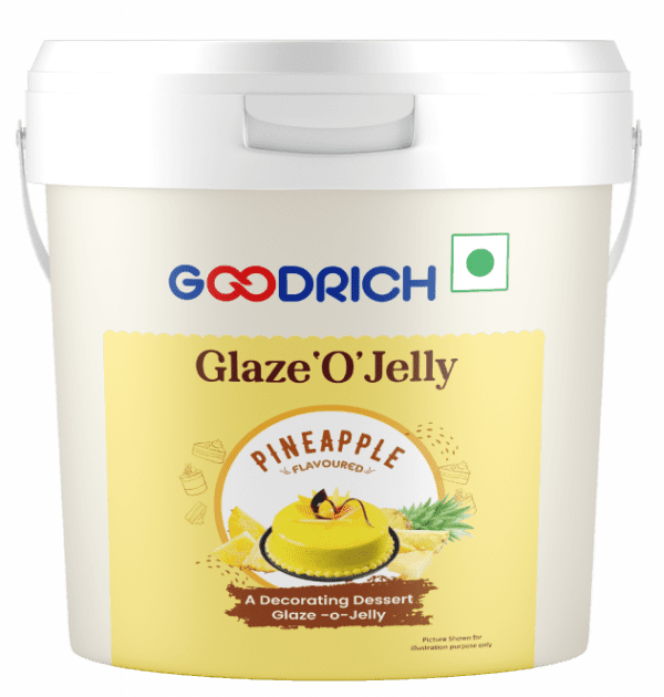 Goodrich Pineapple Glaze 'O' Jelly providing a glossy finish and refreshing pineapple flavor on cakes, enhancing both taste and presentation.