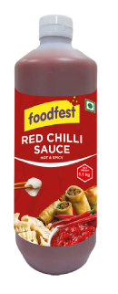 Red Chilli Sauce – Foodfest Edition, spicy and tangy sauce made with ripe red chilies, perfect for enhancing dishes.