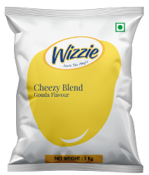 Cheezy Blend (Gouda Flavor), creamy cheese blend perfect for enhancing pizzas, pastas, and various dishes.